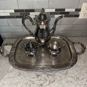 VTG 5 Pc Oneida Silverplate Du Maurier Coffee Tea Service Set W Tray Read